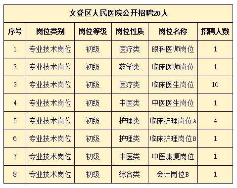 2024年文登区人民医院公开招聘 20人！